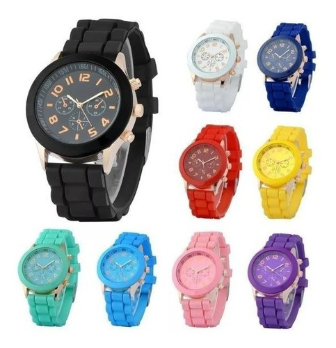 Reloj Pulsera Silicona Geneva X10 Unidades Colores Envíos Ya *** Full-time Mania *** Mercadolider Platinum !!