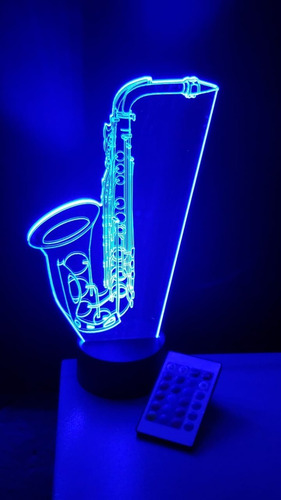 Imagen 4 de 8 de Lampara Led 3d Con Control Saxofon