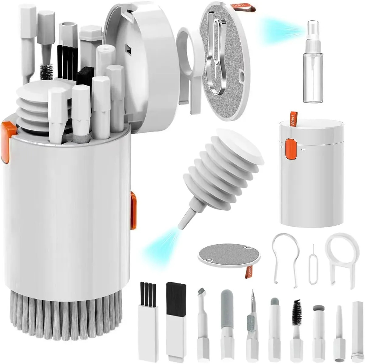 20 En 1 Kit Limpieza Pc Multifuncional Para Dispositivos Electrónicos Celulares Audífonos Teclados Componentes Internos Tablets Cámaras Spantalla Regalo Pasador De Tarjeta, Soplado