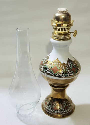 Lámpara De Aceite Retro De 44 Cm. Base Porcelana,usable (Usado)