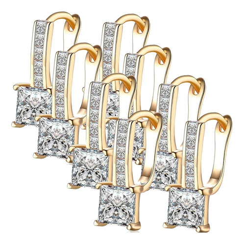 Arco Aretes, Mxrhp-004, 4pzas, Arpa, Oro, Metal/zirconia