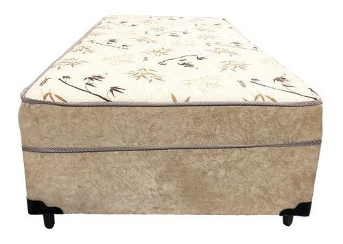 Cama Box Conjugado Solteiro Ortopédico Suede Bege