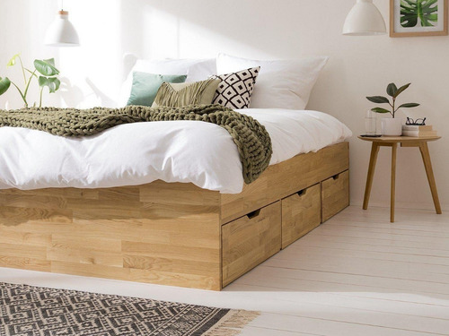 Imagen 2 de 5 de Cama Con Almacenaje De Madera 100% Roble Ref: Maciza42