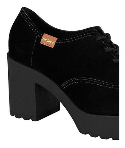 Imagem 3 de 4 de Sapato Oxford Moleca Nobuck Preto Ref. 5647.211