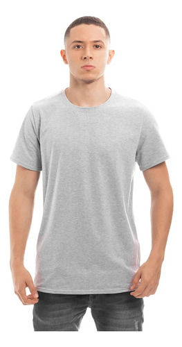 Polera Algodon Hombre Cuello Redondo Negra