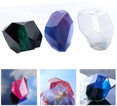 3 Molde De Silicone De Pedra Diamante Multifacetada Longa