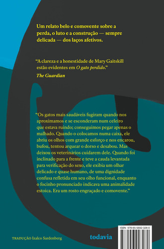 O gato perdido, de Gaitskill, Mary. Editorial Todavia, capa mole em português, 2022