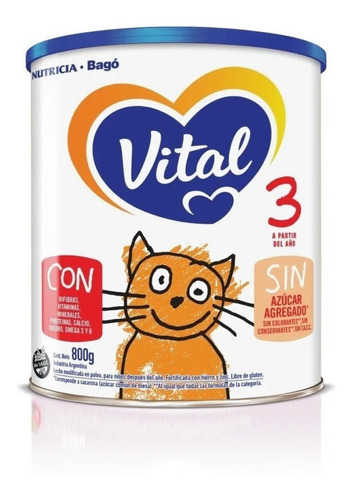 Imagen 1 de 1 de Leche Bebe En Polvo Vital 3 Bifibras X 800g Nutricia Bago