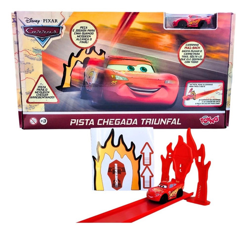 Pista Chegada Triunfal Com Carrinho Fricção do Carros da Disney, Toyng