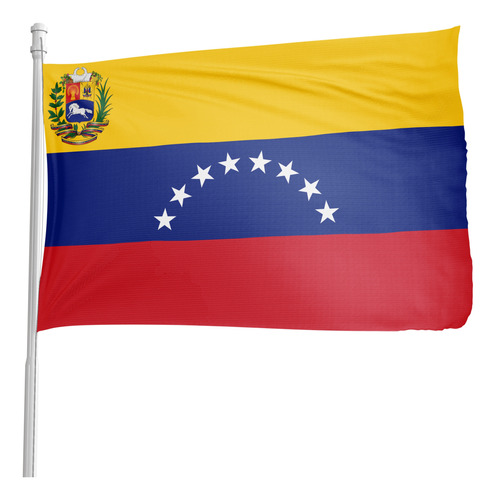 Bandera De Venezuela Tricolor 8 Estrellas Con Escudo 90x60cm