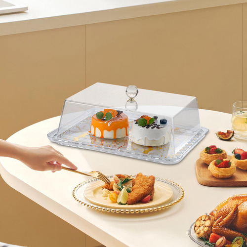 Bandeja Para Tartas Con Forma De Cúpula Oro Rectangular S