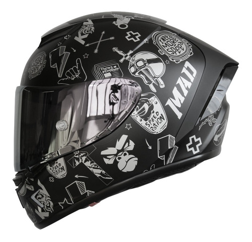 Casco Para Moto Kov Aircut Smash Plata Negro Mica Plata