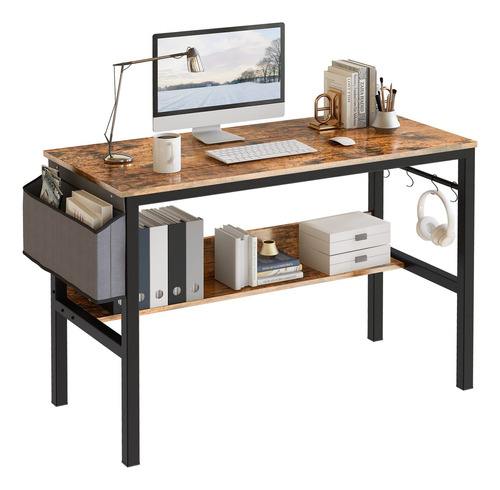 Dklgg Small Computer Desk Study Table, 43 Inch Home Office . Color Rustic Brown