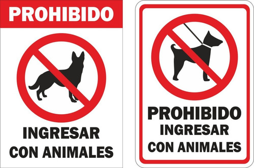 Calco Prohibido Ingresar Con Animales 30x20cm Adhesivo