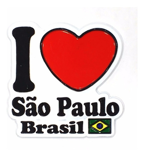 Imã De Geladeira Amo São Paulo Brasil Emborrachado Souvenir