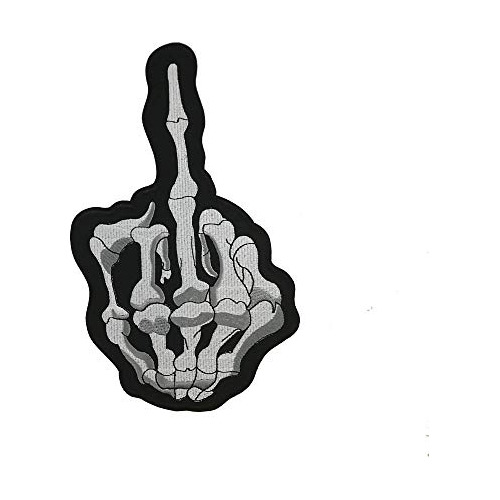 10  Large Bone Middle Finger Embroidered Iron On 10 X 6...