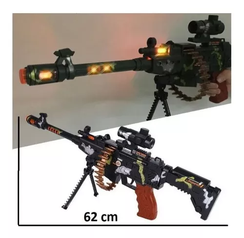 Metralhadora Fuzil Arma Militar Som Luz Mov. 62 Cm Não Nerf