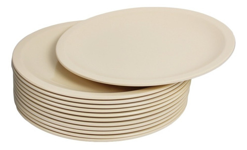 24 Platos Trinche Redondos Melamina Beige 24 Cm - 24 Pzs