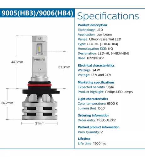 Kit Lamparas Cree Led H4 Philips 6500k 12v 24v 24w Disipador