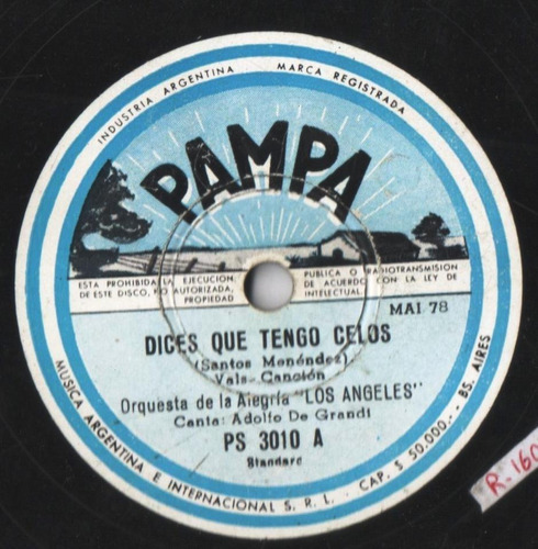 Disco 78 De La Orquesta De La Alegría Los Ángeles Pampa 3010