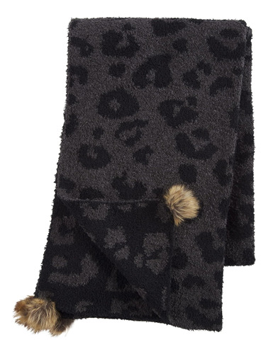 Bufanda Mud Pie Leopard Chenille Para Mujer, Leopardo Negro