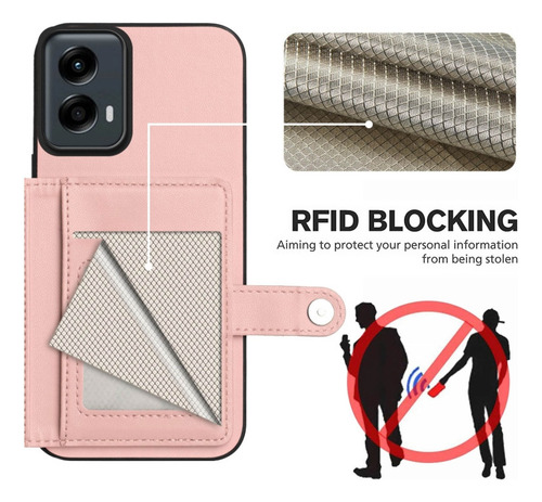 Compatible Funda Rfid Con Bolsa De Tarjetas For Motorola Edge 50 Pro P