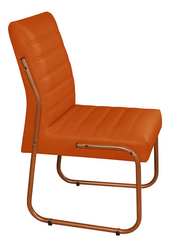 Conjunto Com 4 Cadeira Jade Sala De Jantar Couro Sintético Cor da estrutura da cadeira Bronze Cor do assento Laranja Desenho do tecido Liso