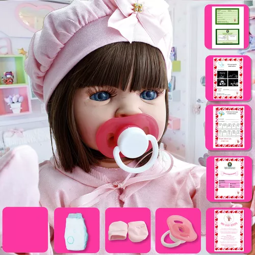 Bebê Boneca Reborn Realista Corpo Todo Silicone Pode Molhar Menina Maria 55  cm