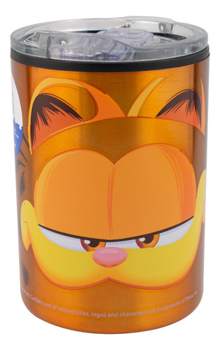 Termo Doble Pared Metalizado Garfield La Película 350 Ml Color Naranja
