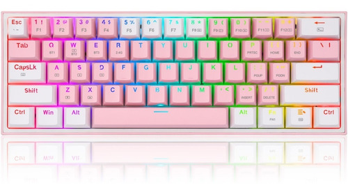 Imagen 1 de 9 de Teclado Gamer Redragon Fizz Pro K616 Rgb 60% Rosa Blanco F