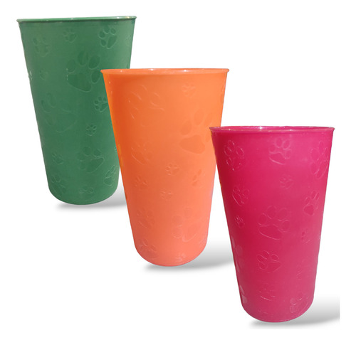 Vasos Plastico Reutilizables Fiesta Con Huellas 550ml 3 Pzas