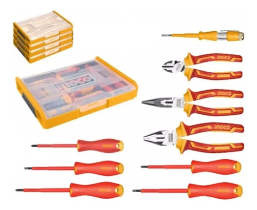 Set Organizador + 9 Herramientas Aisladas P Electricista Ing