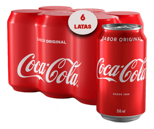 Refrigerante Coca Cola Original Lata 350ml (6 Latas) Coke