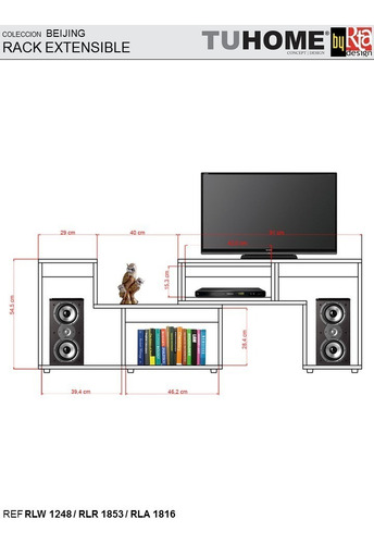 Rack Extensible Tv 40 + Biblioteca Escalera - Rovere