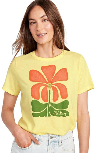 Polera Mujer Old Navy Everywear Logo Amarillo