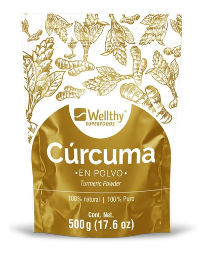 Wellthy Cúrcuma En Polvo 100% Puro Y Natural 500g