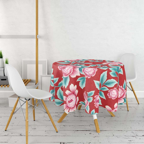 Toalha De Mesa Redonda Estampa Festa Junina Chita 140cm Cor Branco