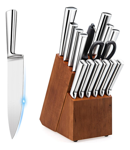 Juego De Cuchillos De Cocina, Con Bloque, Afilador Y Tijeras