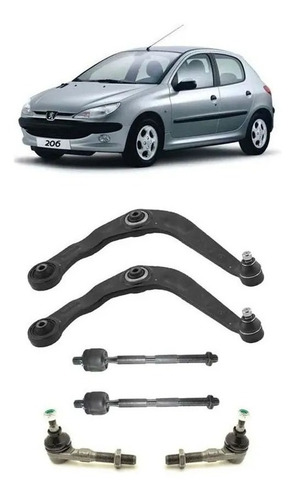 Imagem 2 de 4 de Par Bandeja + Axial + Terminal Direçao Peugeot 206 207