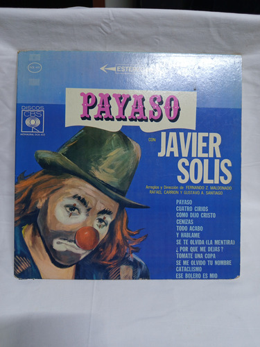 Lp Javier Solís Payaso Album Mexicano D 1965 Primera Edición Estándar (Usado)