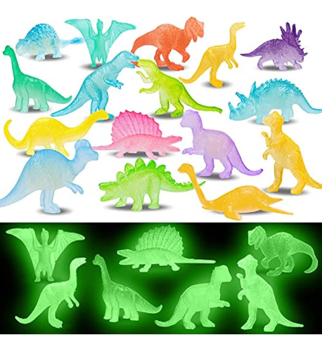 48 Pcs Dinosaur Toys Glow In Dark Mini Dino Figures Birthday