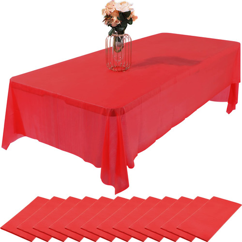 24 Manteles De Plstico Desechables Color Rojo De 54 X 108 Pu