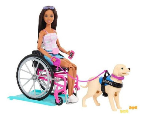 Barbie Com Cadeira De Rodas E Cão De Serviço - Mattel