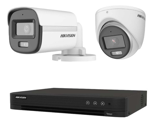 Kit Vigilancia 2 Camaras Hikvision 3k 5mp, 2.8m Colorvu, 1tb