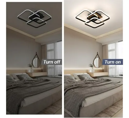 Luz De Techo Led Moderna Negra, Dimerizable Con Control Remo