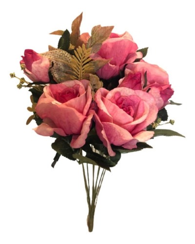 Imagem 1 de 6 de Buquê De Rosas X10 49cm - Rosa 