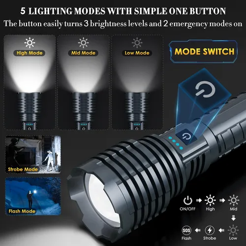 Linterna Led Weoxi Xhp160-a8 2400000 Lúmenes Ipx7 5 Modos