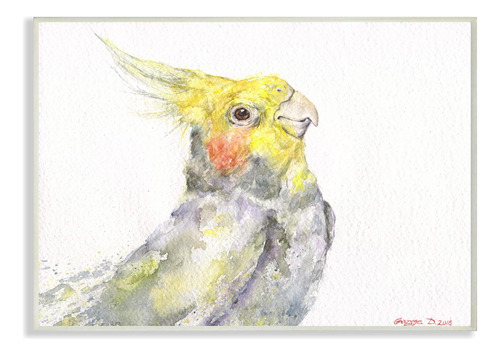 Stupell Industries Cockatiel Bird Portrait Tropical Yellow G
