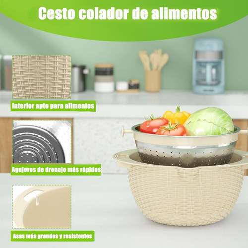 Juego Colador 4en1con Tazón Para Mezclar Diseñado Para Colar