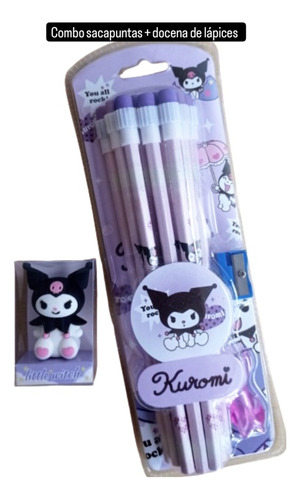 Combo Sacapuntas Y Lápices De Kuromi 